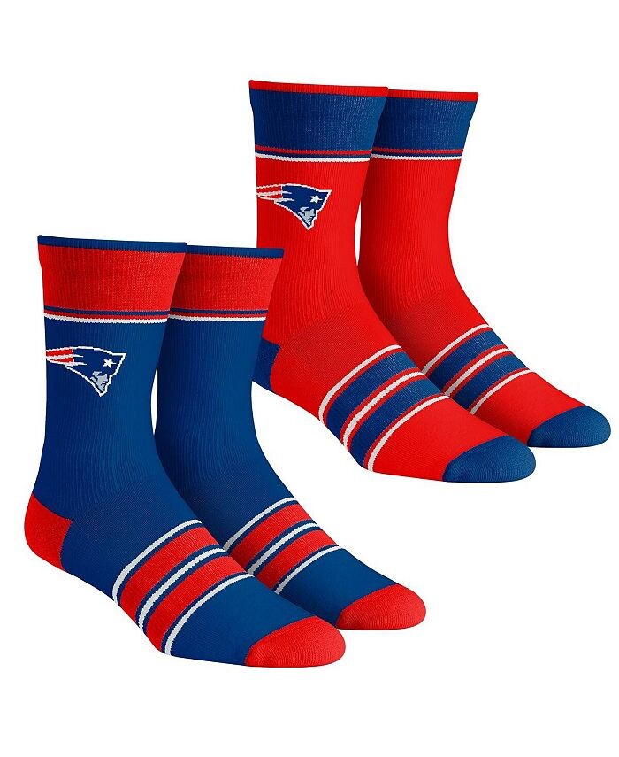 

Мужские и женские носки New England Patriots, комплект из 2 носков Team Crew в несколько полосок Rock 'Em, мультиколор