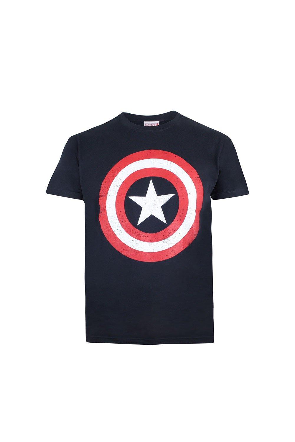 цена Хлопковая футболка со щитом Капитана Америки Marvel, синий