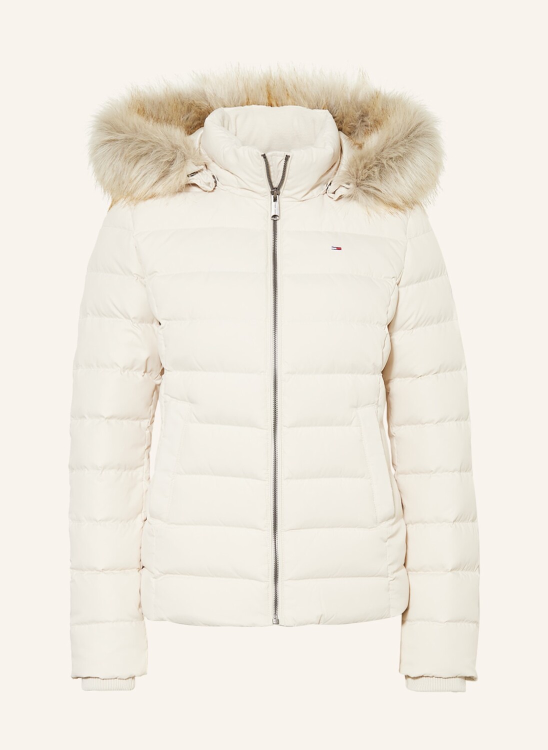

Пуховик TOMMY JEANS mit abnehmbarer Kapuze und Kunstfellbesatz, кремовый, Бежевый
