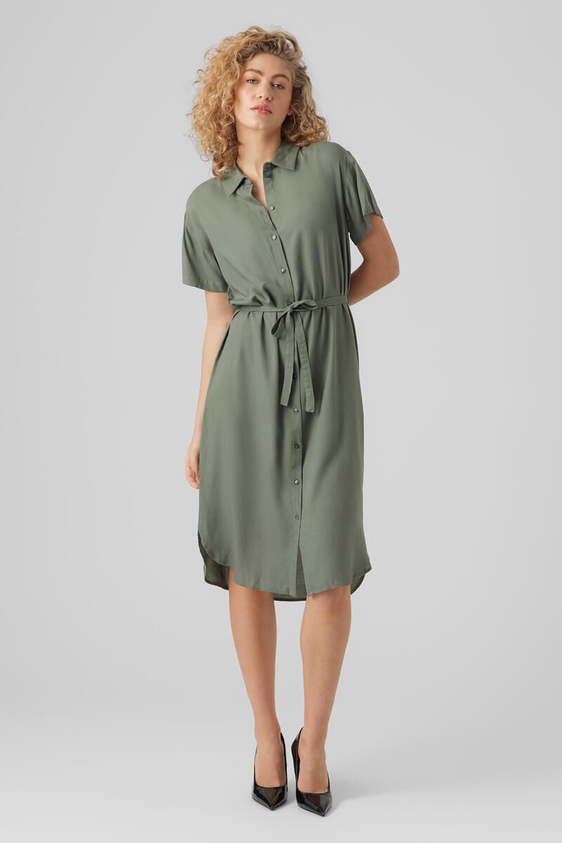 Платье-рубашка с короткими рукавами Vero Moda, зеленый платье рубашка с короткими рукавами длина миди s желтый