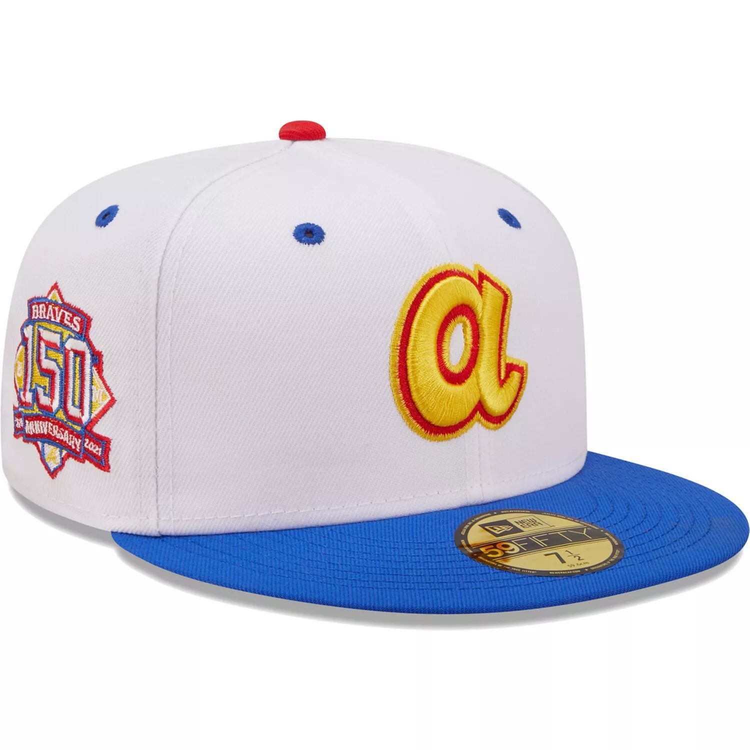 

Мужская облегающая шляпа New Era White/Royal Atlanta Braves 150th Anniversary Cherry Lolli 59FIFTY