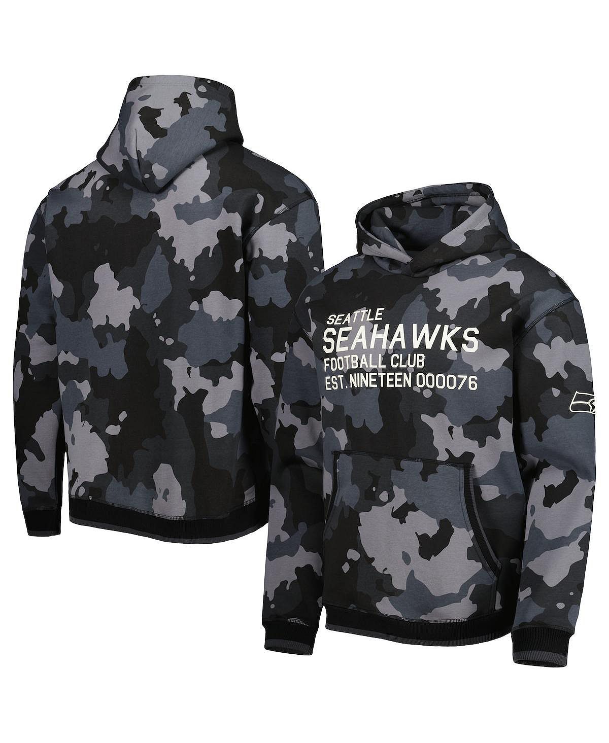 Мужской черный пуловер с капюшоном Seattle Seahawks Camo The Wild Collective