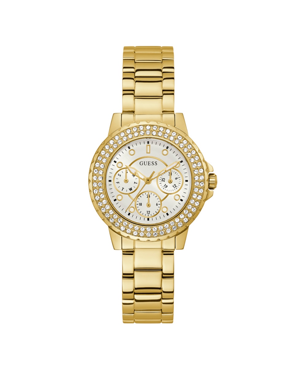 цена Женские часы Crown Jewel GW0410L2 со стальным и золотым ремешком Guess, золотой