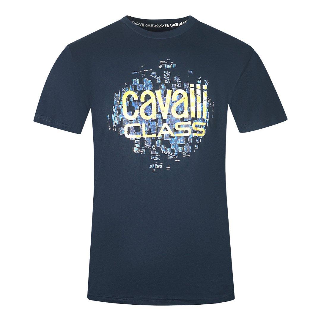 цена Темно-синяя футболка с логотипом Gradien Scales Design Cavalli Class, синий