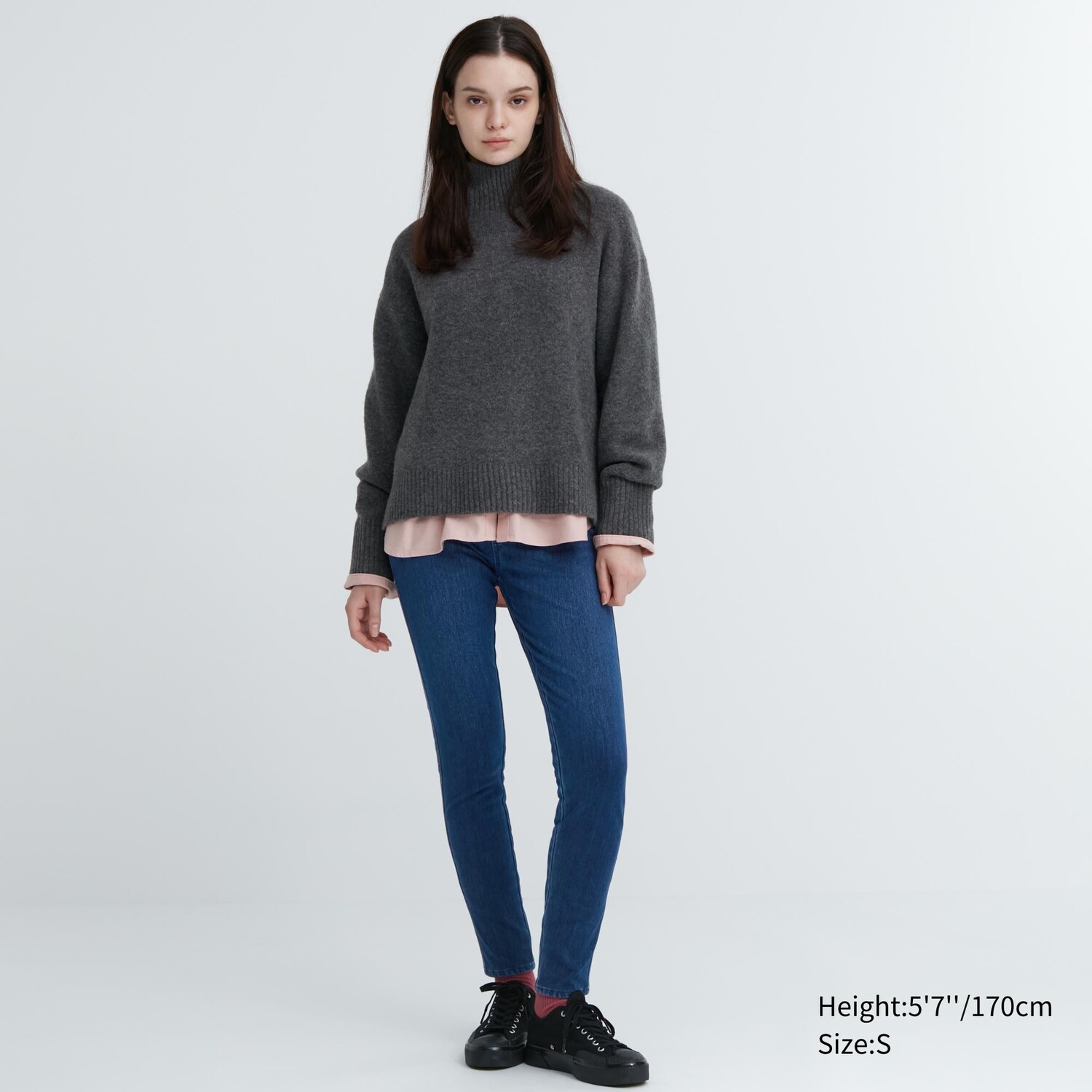

Брюки из денима heattech ultra стрейч с высокой посадкой UNIQLO, синий