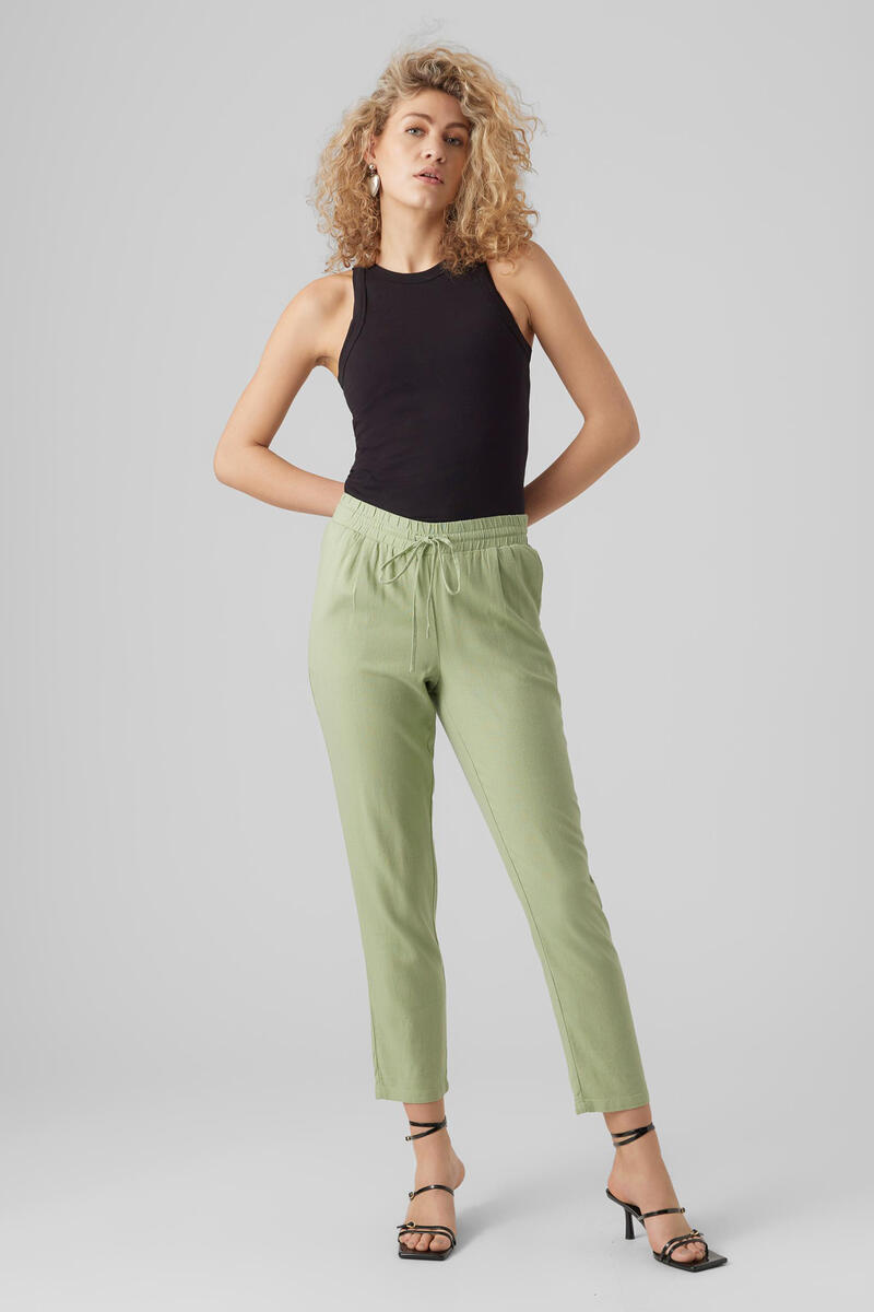 цена Льняные брюки длиной до щиколотки Vero Moda, зеленый
