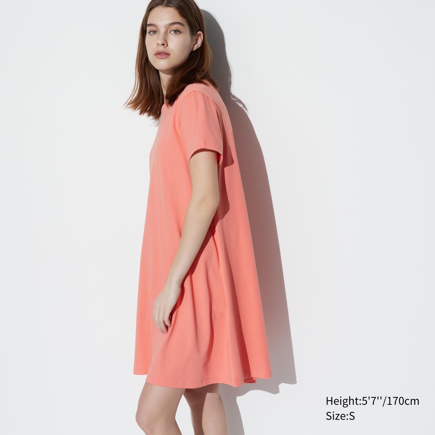 

Мини-платье airism из хлопкового рукава UNIQLO, светло-оранжевый