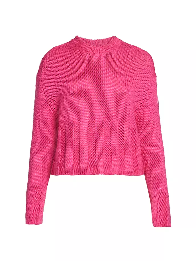 Шерстяной свитер с узором «шейкер» Moncler, ярко-розовый