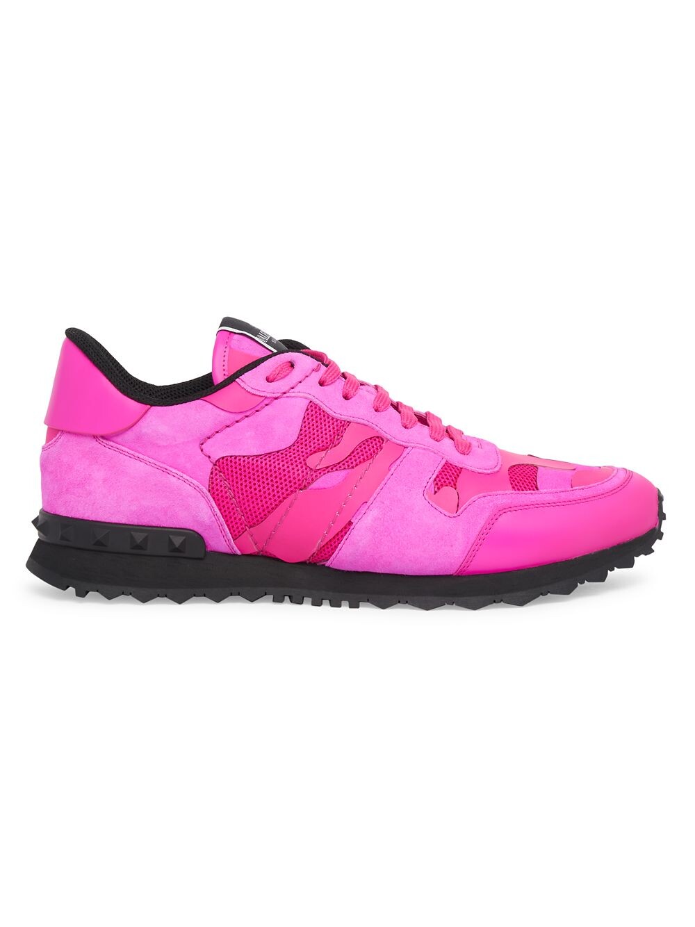 

Камуфляжные замшевые и кожаные кроссовки Rockrunner Valentino Garavani, розовый