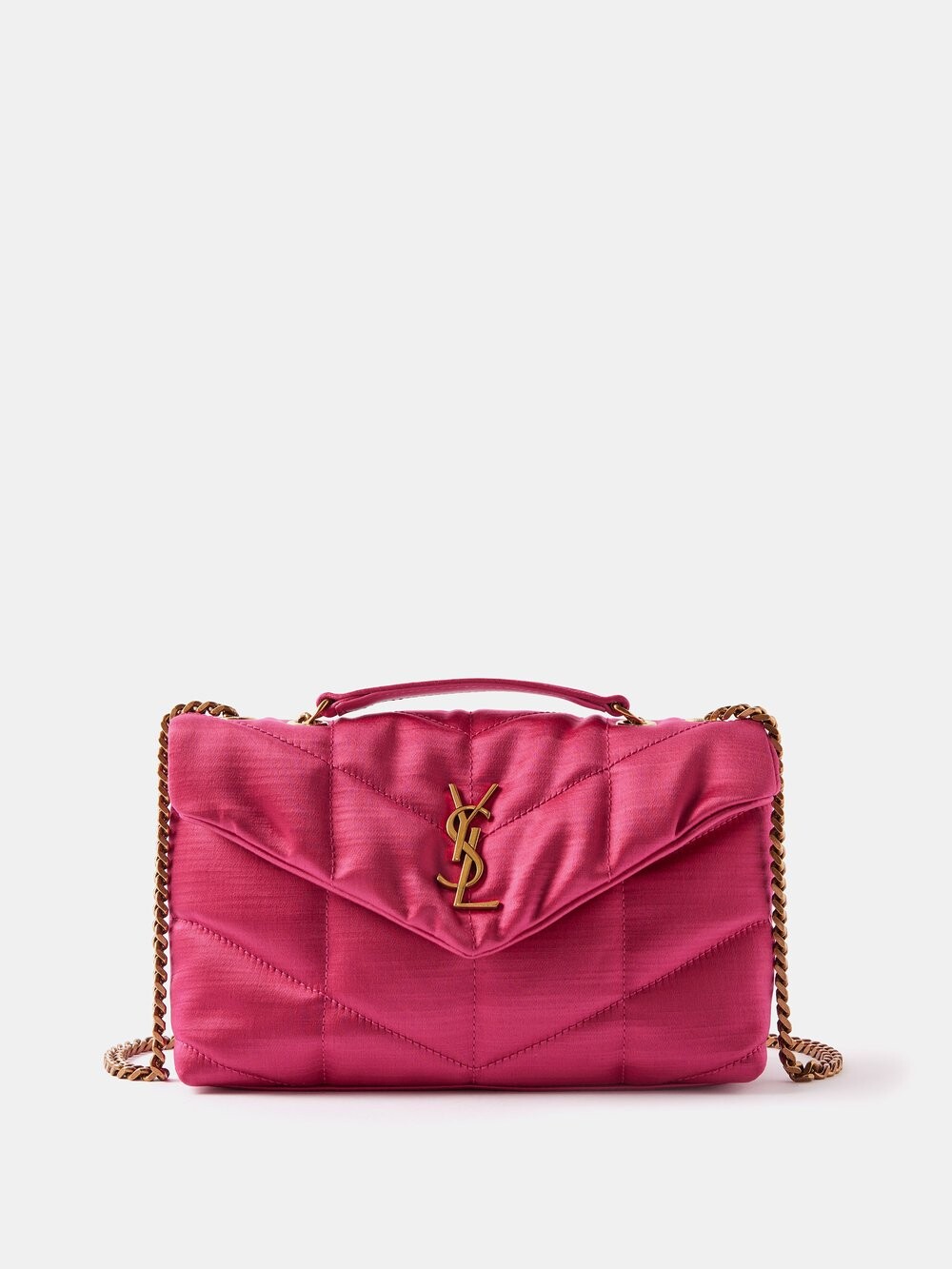 

Маленькая атласная сумка через плечо puffer toy Saint Laurent, розовый