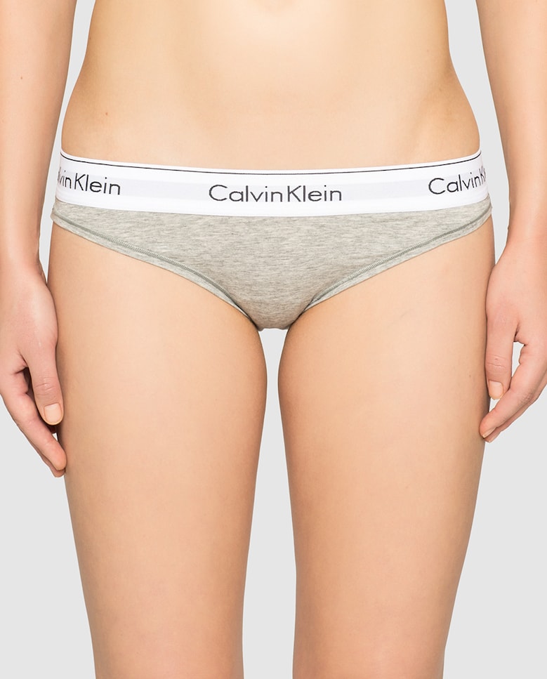 Женские хлопковые трусики Calvin Klein с однотонным вырезом бикини Calvin Klein, серый фотографии