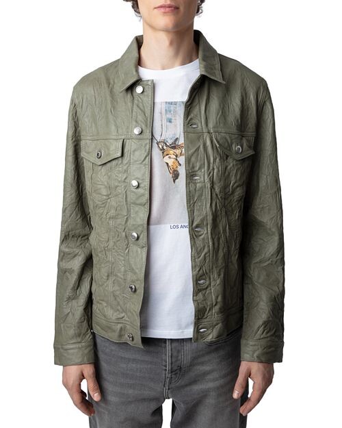 

Кожаная куртка-рубашка Base с мятой отделкой Zadig & Voltaire, цвет Green