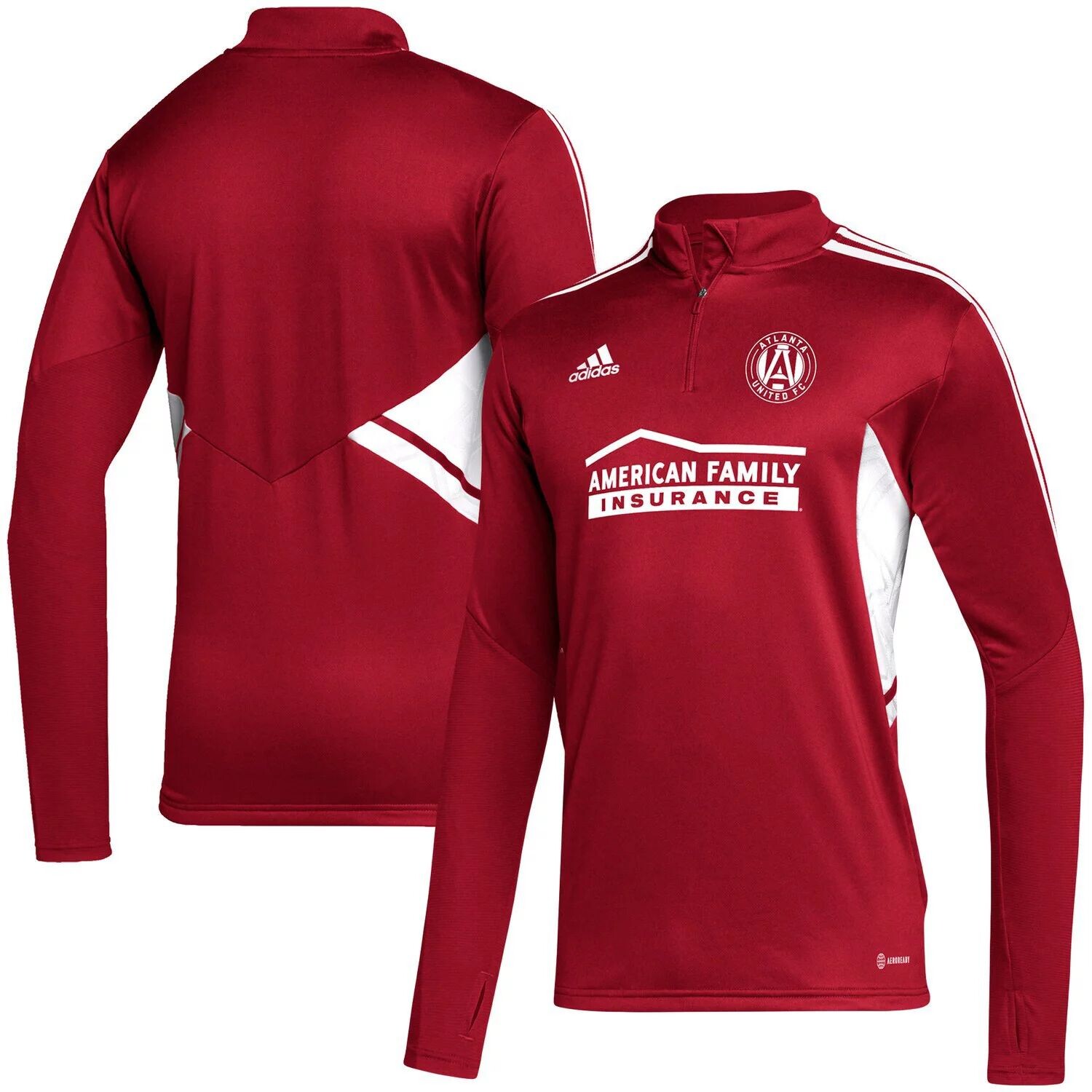 

Мужская красная тренировочная футболка Atlanta United FC с застежкой-молнией AEROREADY adidas
