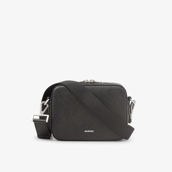 Кожаная сумка через плечо с логотипом Sandro, цвет noir / gris