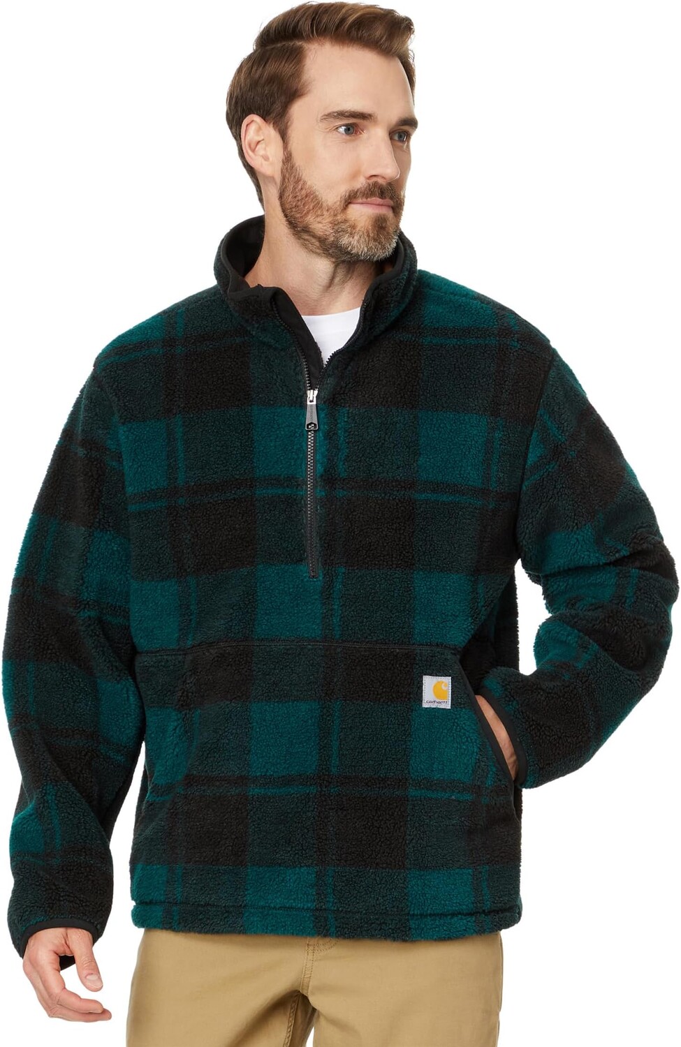 

Свитер Carhartt Loose Fit Fleece Pullover, цвет Hunt Club/Black Plaid