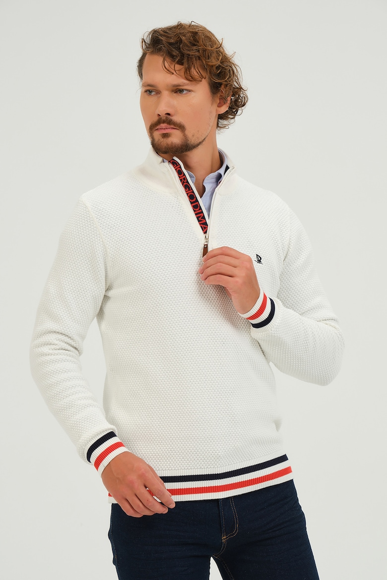 Короткий пуловер на молнии с тиснением Giorgio Di Mare, белый
