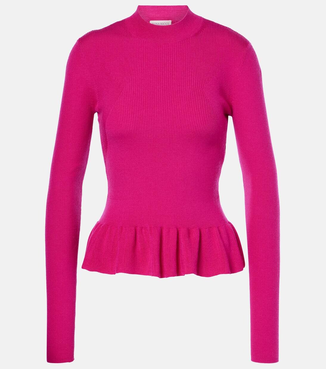 

Свитер из смесовой шерсти с оборками Nina Ricci, цвет fushia