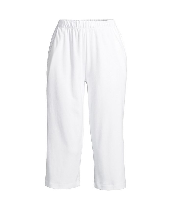 Женские спортивные трикотажные брюки-капри с высокой посадкой и эластичной резинкой на талии Lands' End, белый