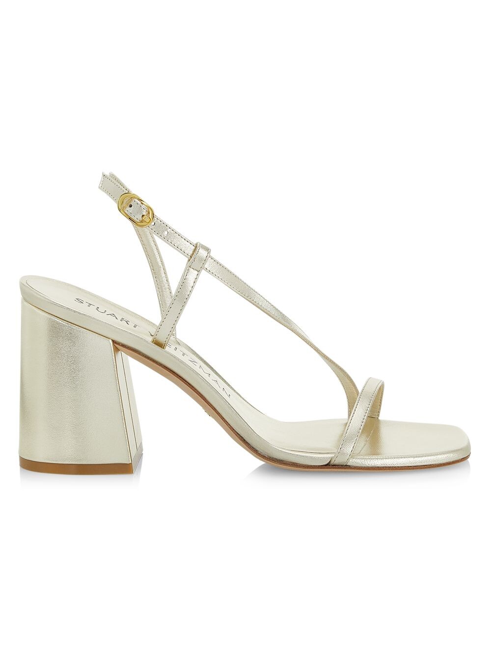 

Кожаные сандалии Soiree 85MM с ремешком на щиколотке Stuart Weitzman, золотой