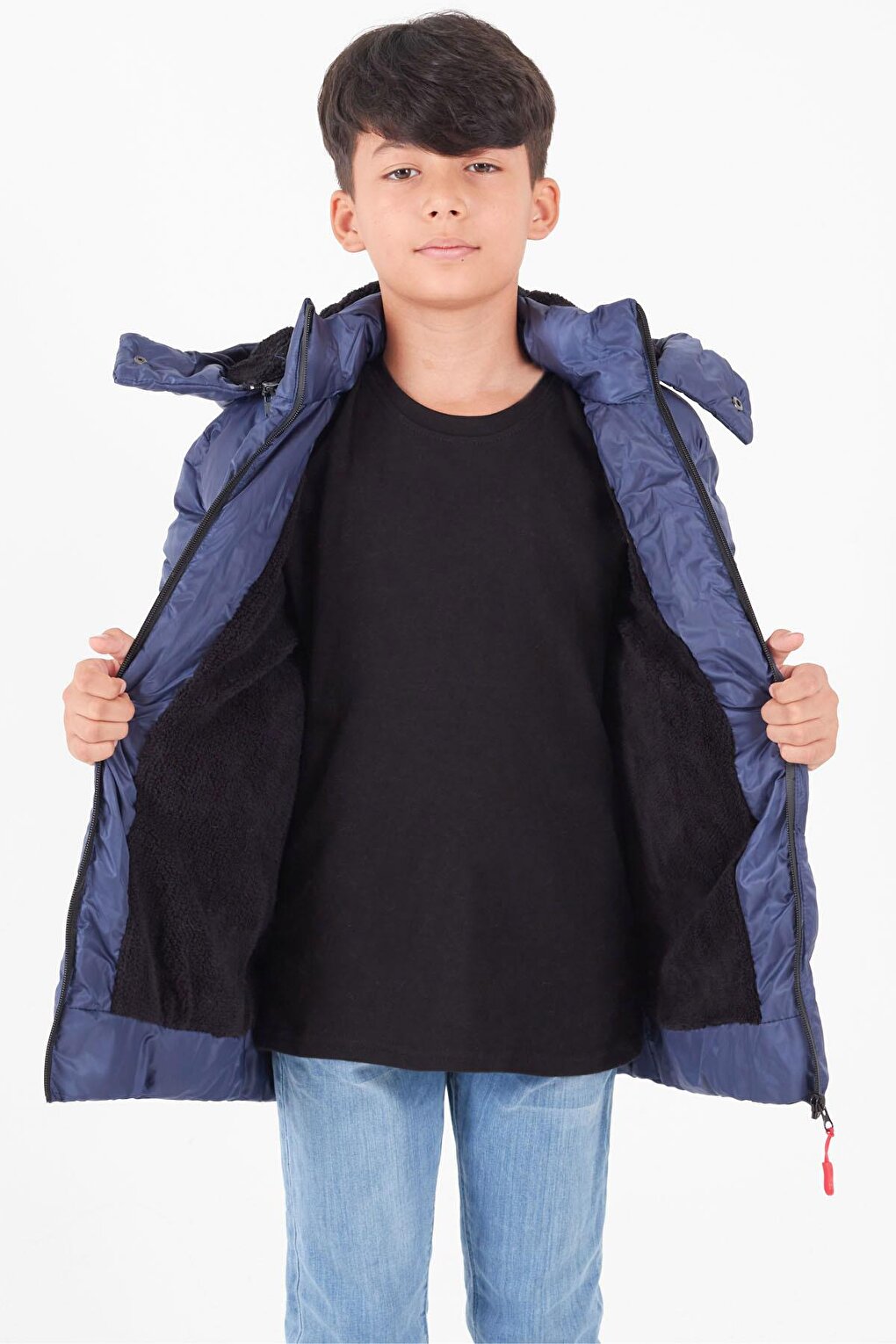 

Пальто для мальчика Cross Printed Hooded Puffer Coat 14539 Bilen Kids, темно-синий