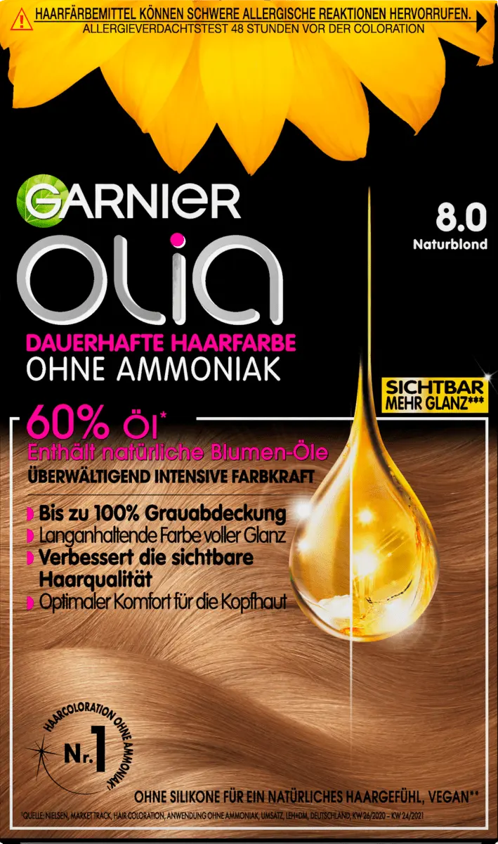 

Краска для волос 8.0 натуральный блондин 1 шт. Garnier
