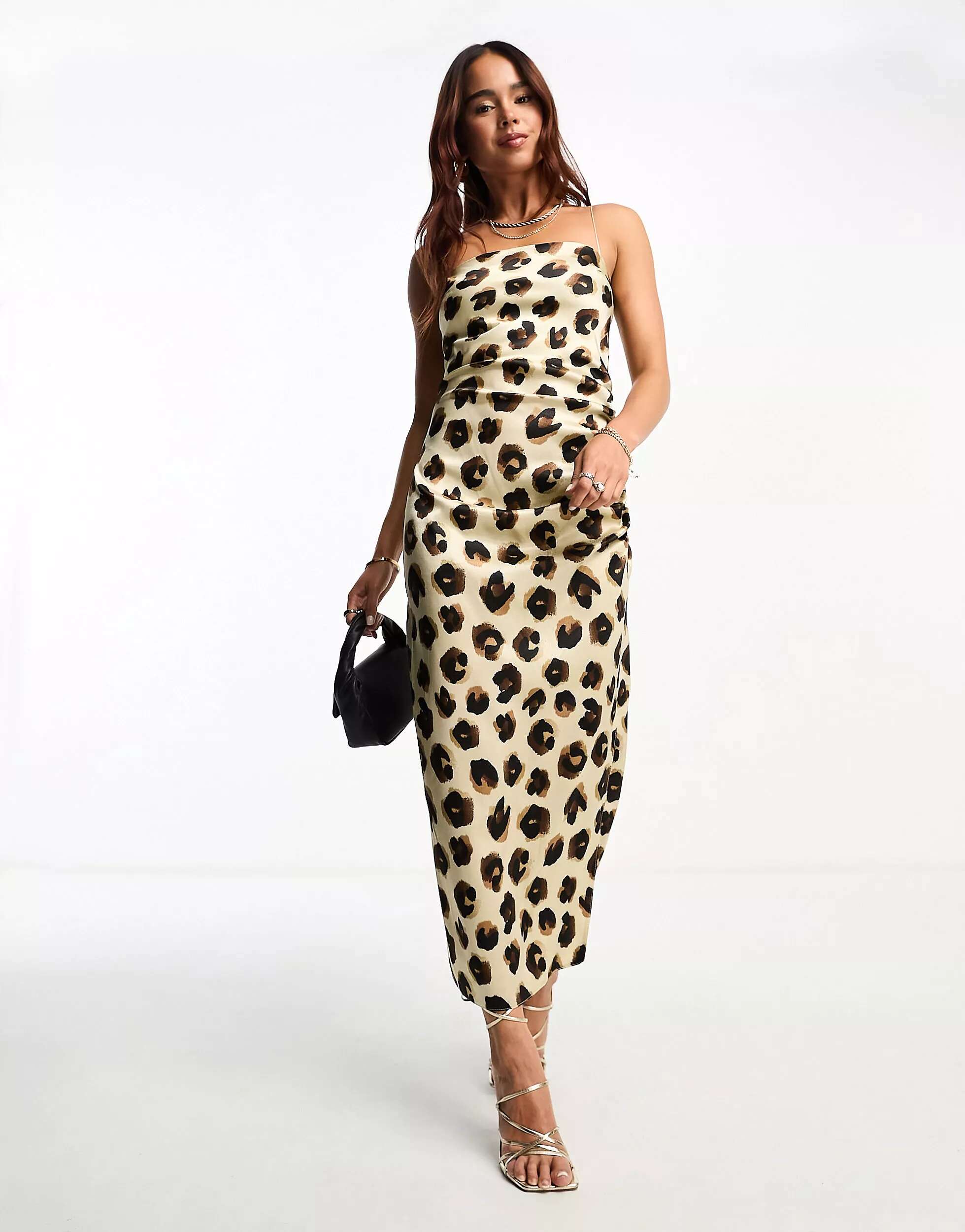 цена Платье миди-бандо Vesper кремового цвета с леопардовым принтом