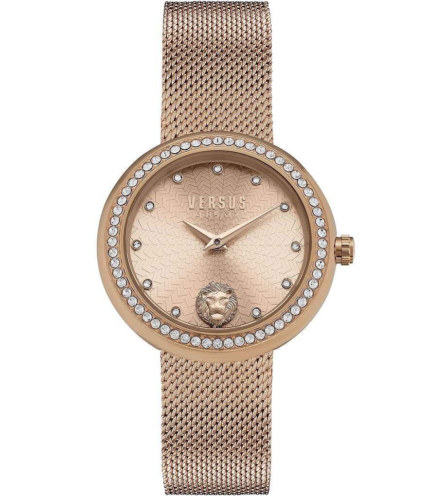 

Женские часы Versus by Versace Lea Crystal с сетчатым браслетом из нержавеющей стали розового золота, розовый