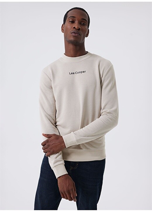 

Бежевый мужской свитшот с круглым вырезом Lee Cooper