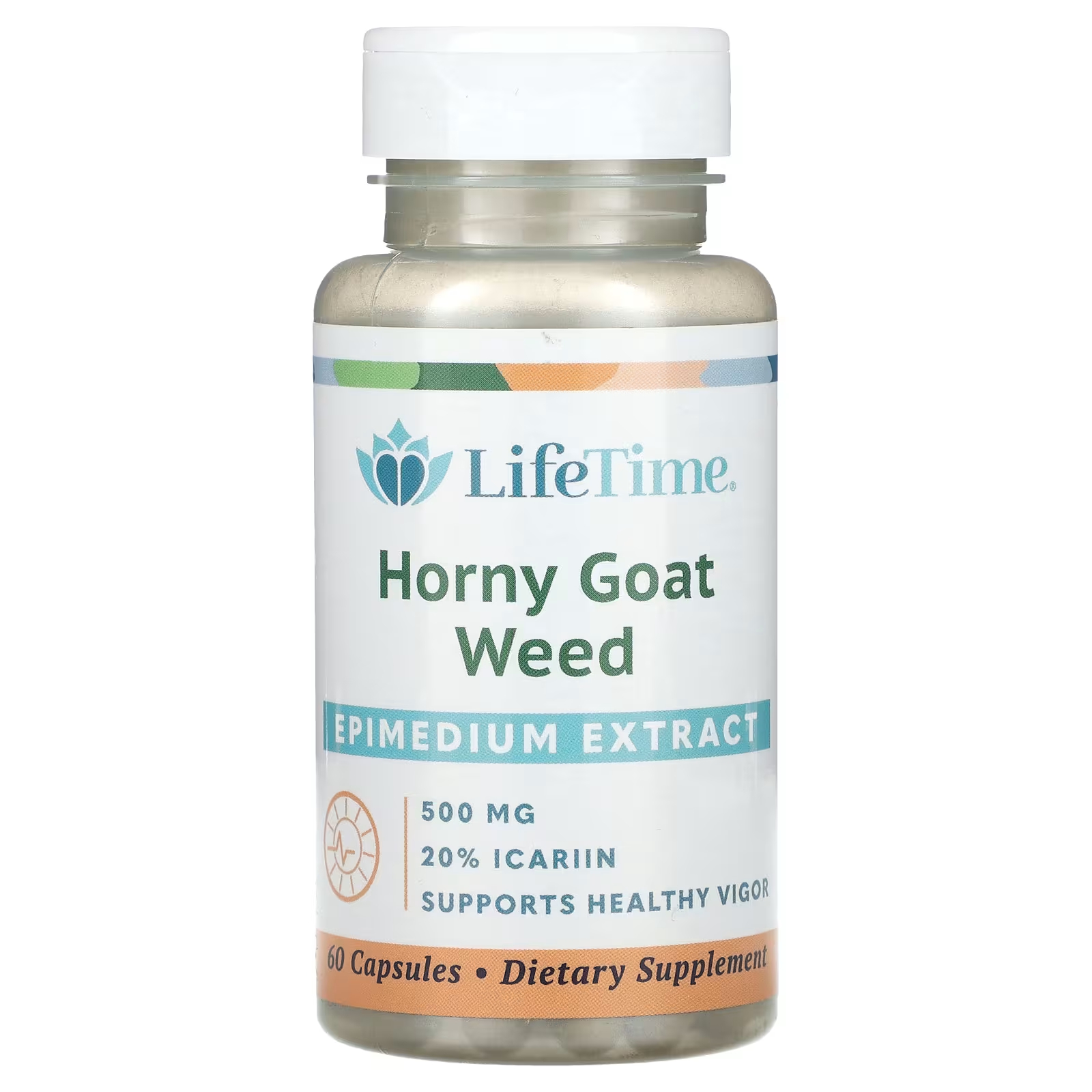LifeTime Витамины Horny Goat Weed 500 мг 60 капсул LifeTime Vitamins lifetime vitamins красный ферментированный рис и поликозанол 60 вегетарианских капсул