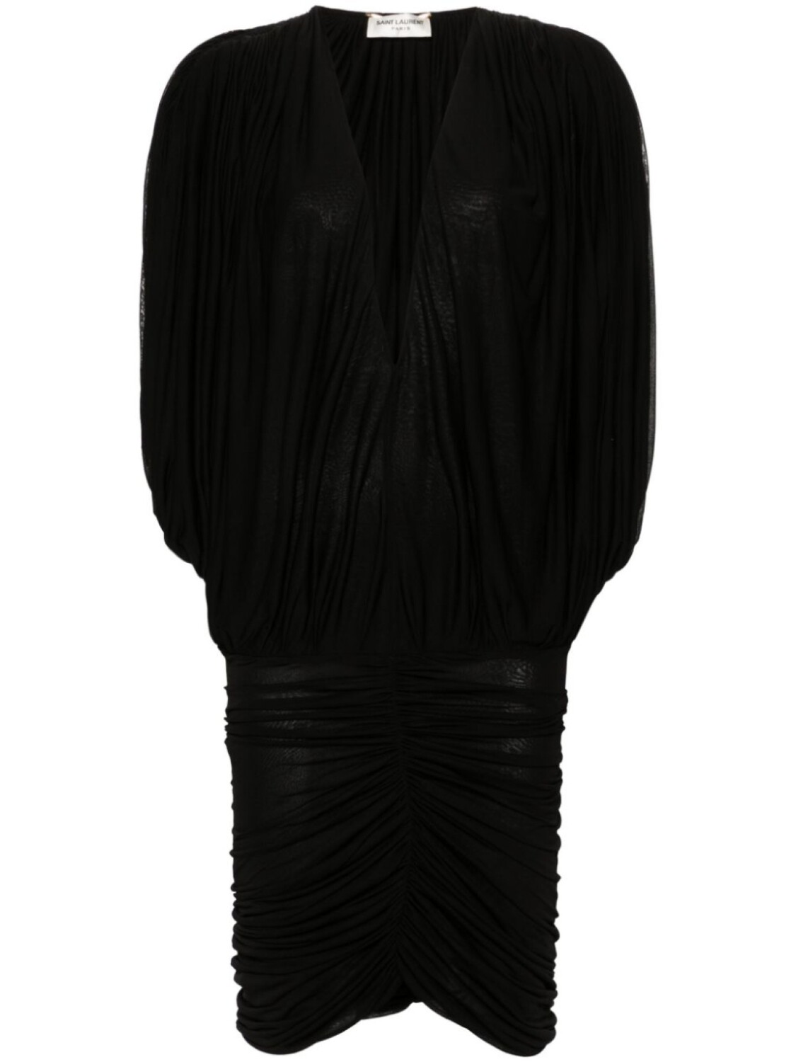 

Saint Laurent платье мини с драпировкой, черный