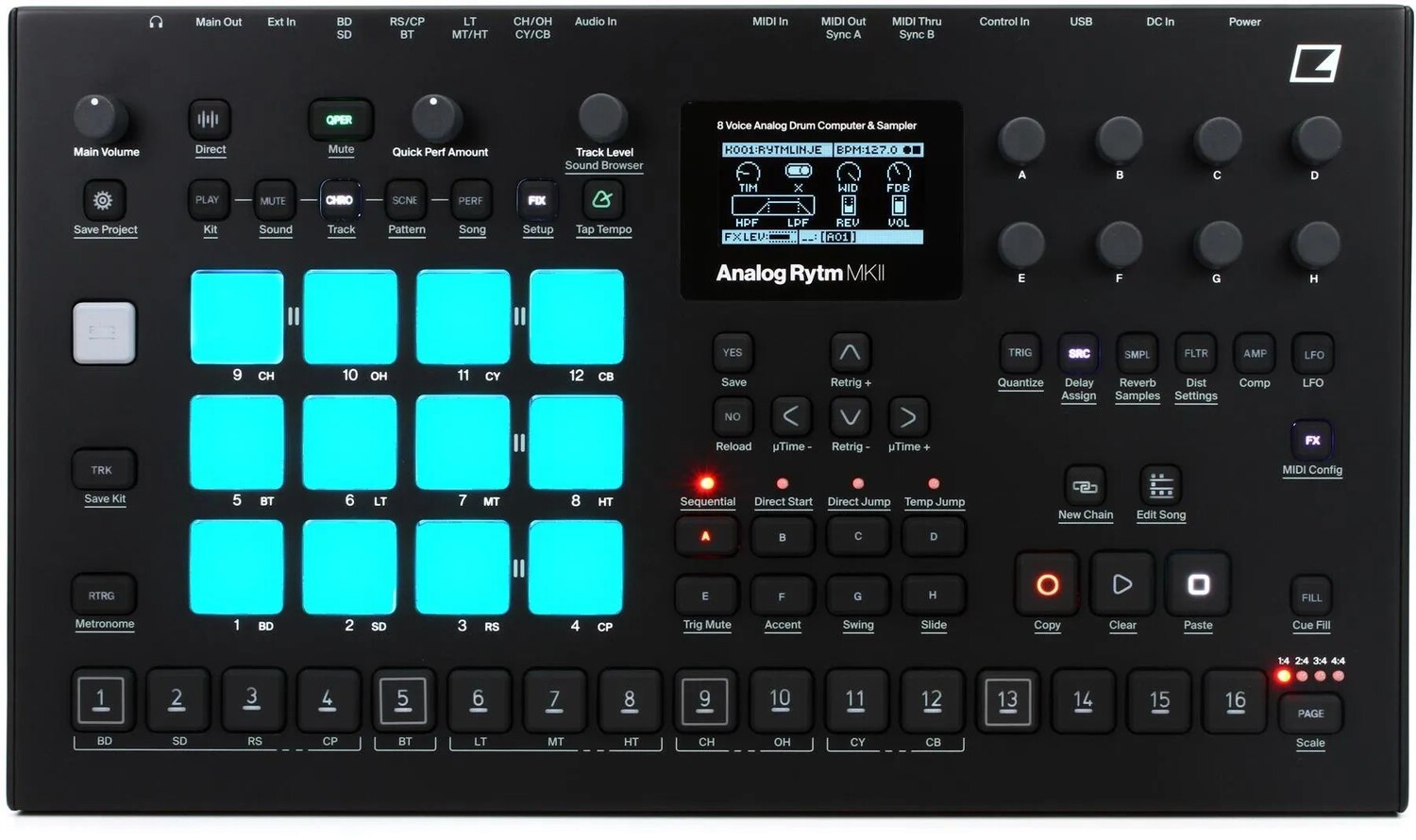 

Elektron Analog Rytm MKII 8-голосный аналоговый драм-компьютер и сэмплер