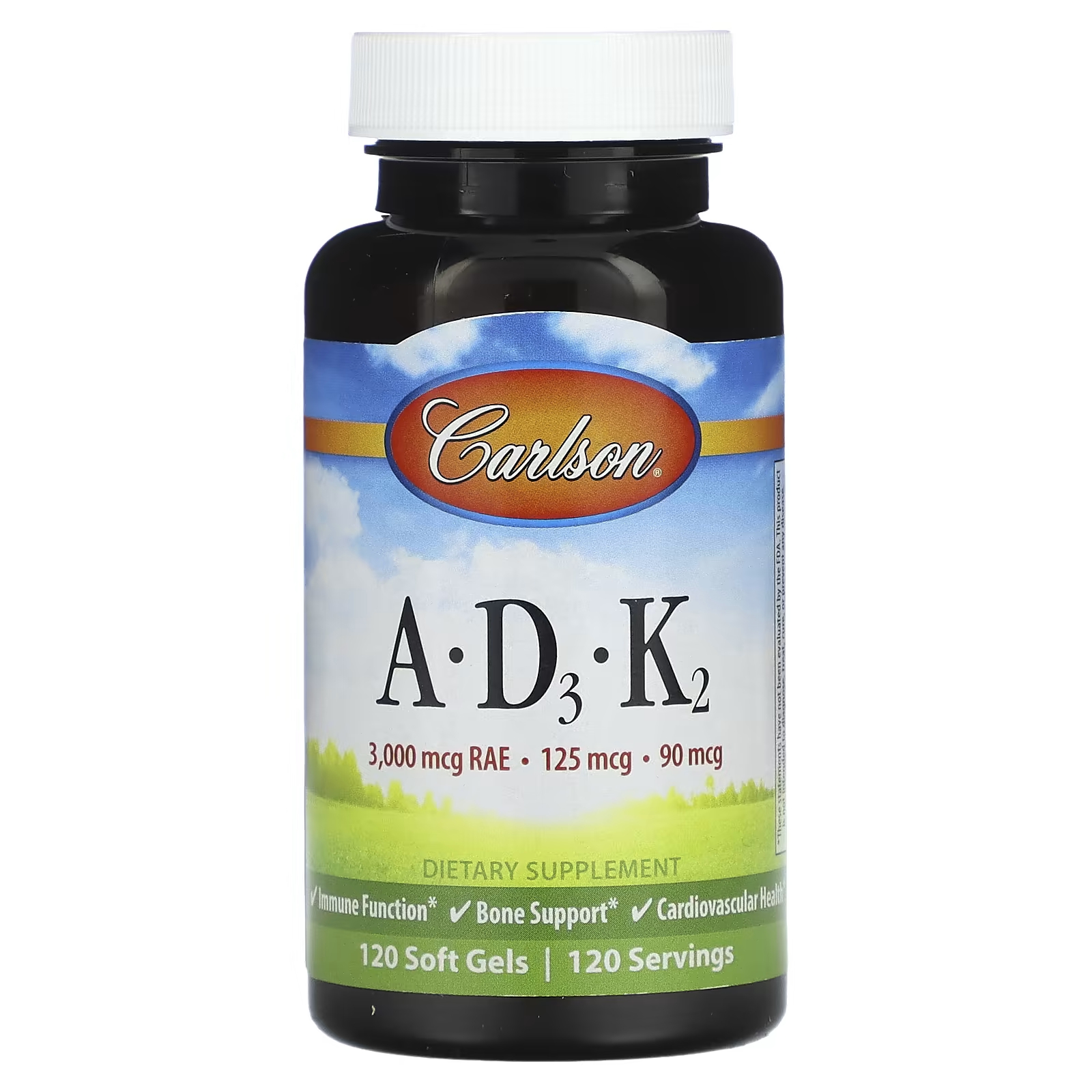 Витамины A-D3-K2 Carlson, 120 мягких таблеток витамины a и d carlson 250 мягких таблеток