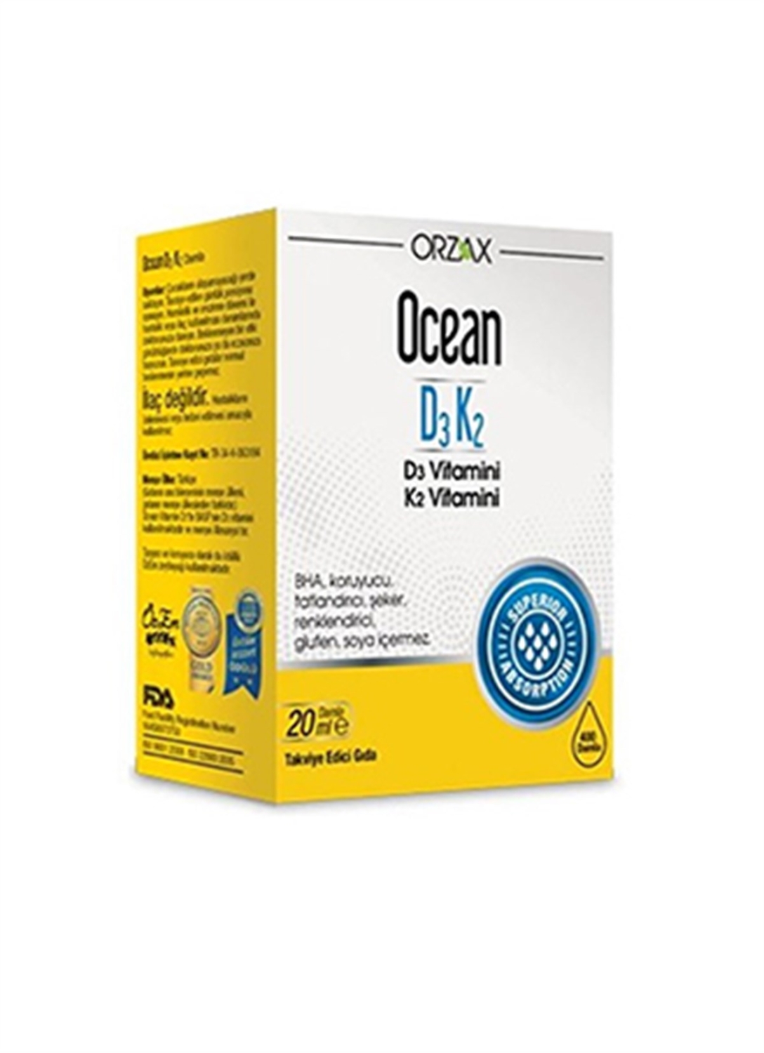 Ocean D3K2 20 мл Капли ORZAX витаминные капли ocean d3k2 drops 20 мл 4 шт