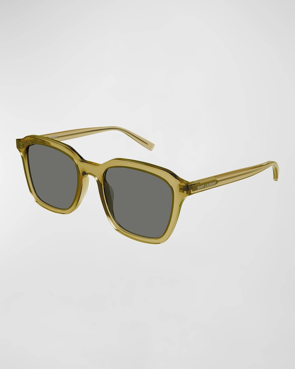 

Мужские прямоугольные солнцезащитные очки из ацетата Saint Laurent, цвет 06M Shiny Transparent Mustard