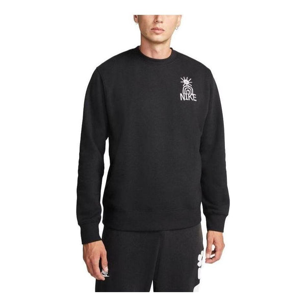толстовка nike logo crew neck sweatshirt black черный Толстовка Nike Sportswear Fleece Crew Neck Sweatshirt 'Black', черный