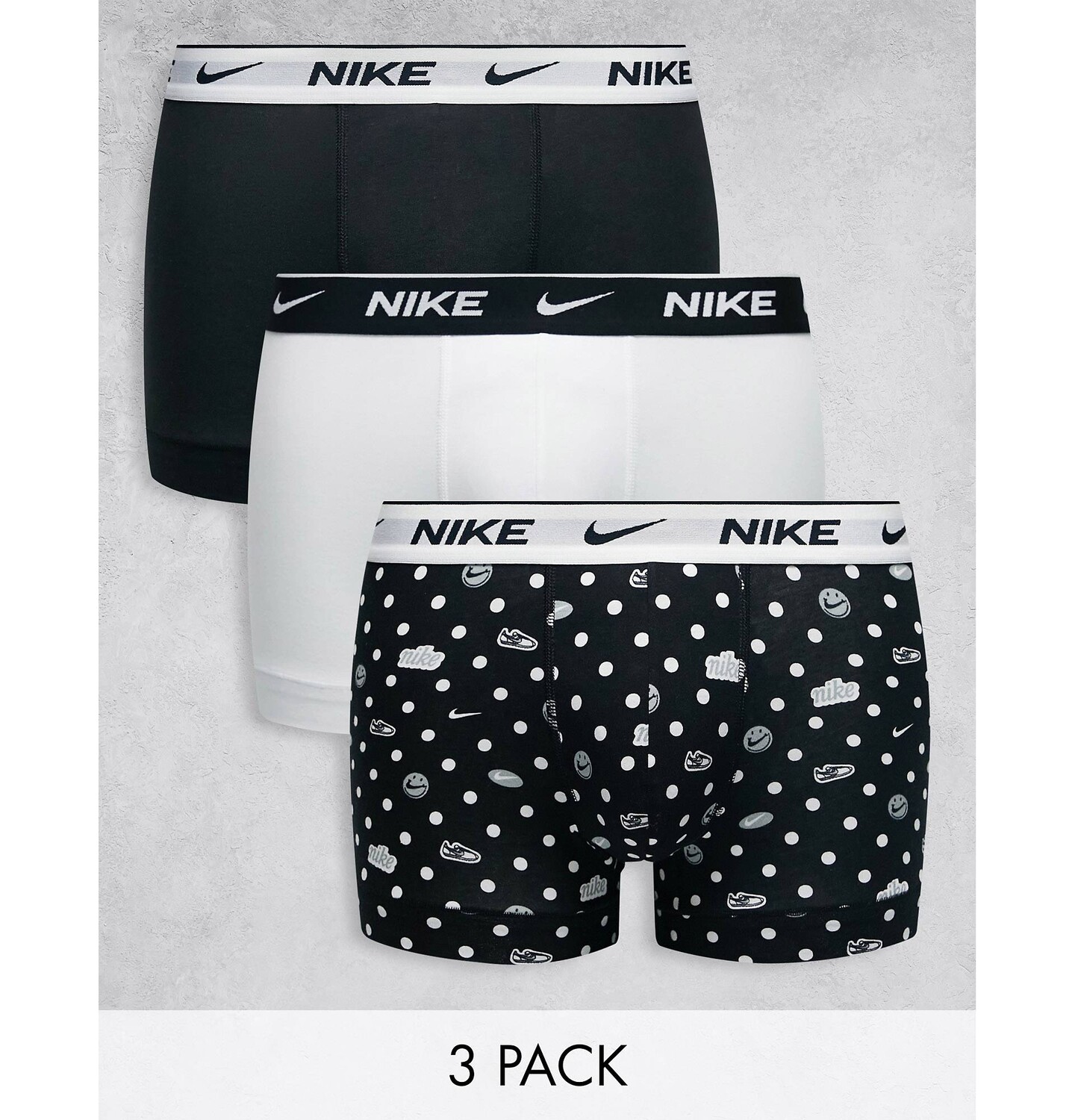 

Комплект из 3 хлопковых эластичных плавок Nike Dri-Fit черного цвета с принтом