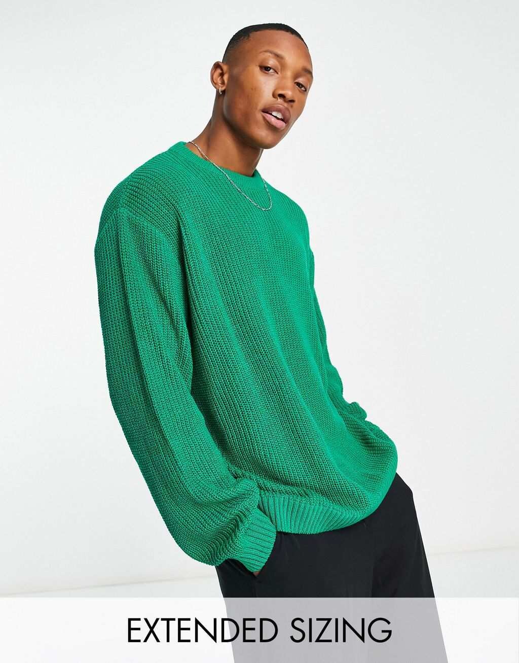 

Ярко-зеленый вязаный джемпер в рубчик оверсайз ASOS DESIGN