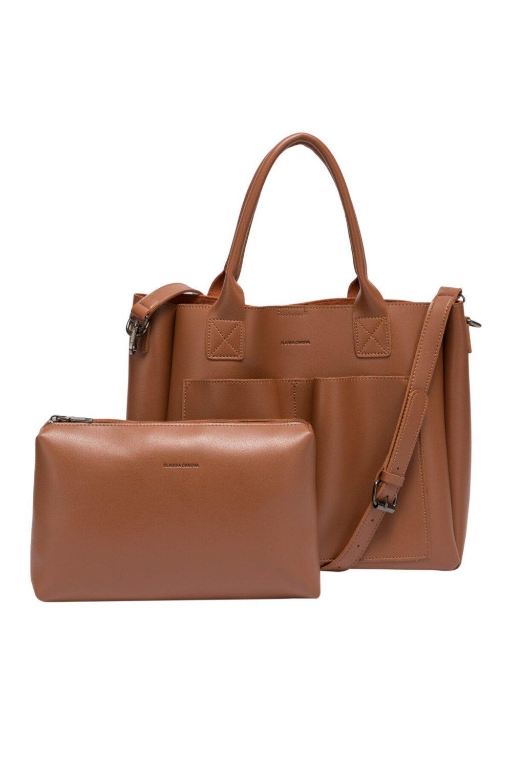 Большая сумка-тоут Megan Xl с передними карманами Claudia Canova, коричневый