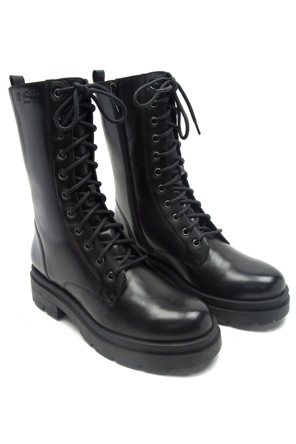 шнуровка ботинки 10502110 130318 0014923 китай Байкерские кожаные высокие ботинки на шнуровке Camden Off the Hook, черный
