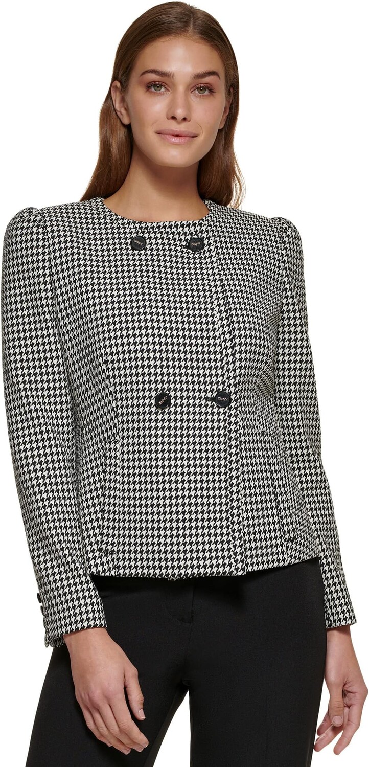 

Блейзер без воротника с объемными рукавами DKNY, цвет Black/White