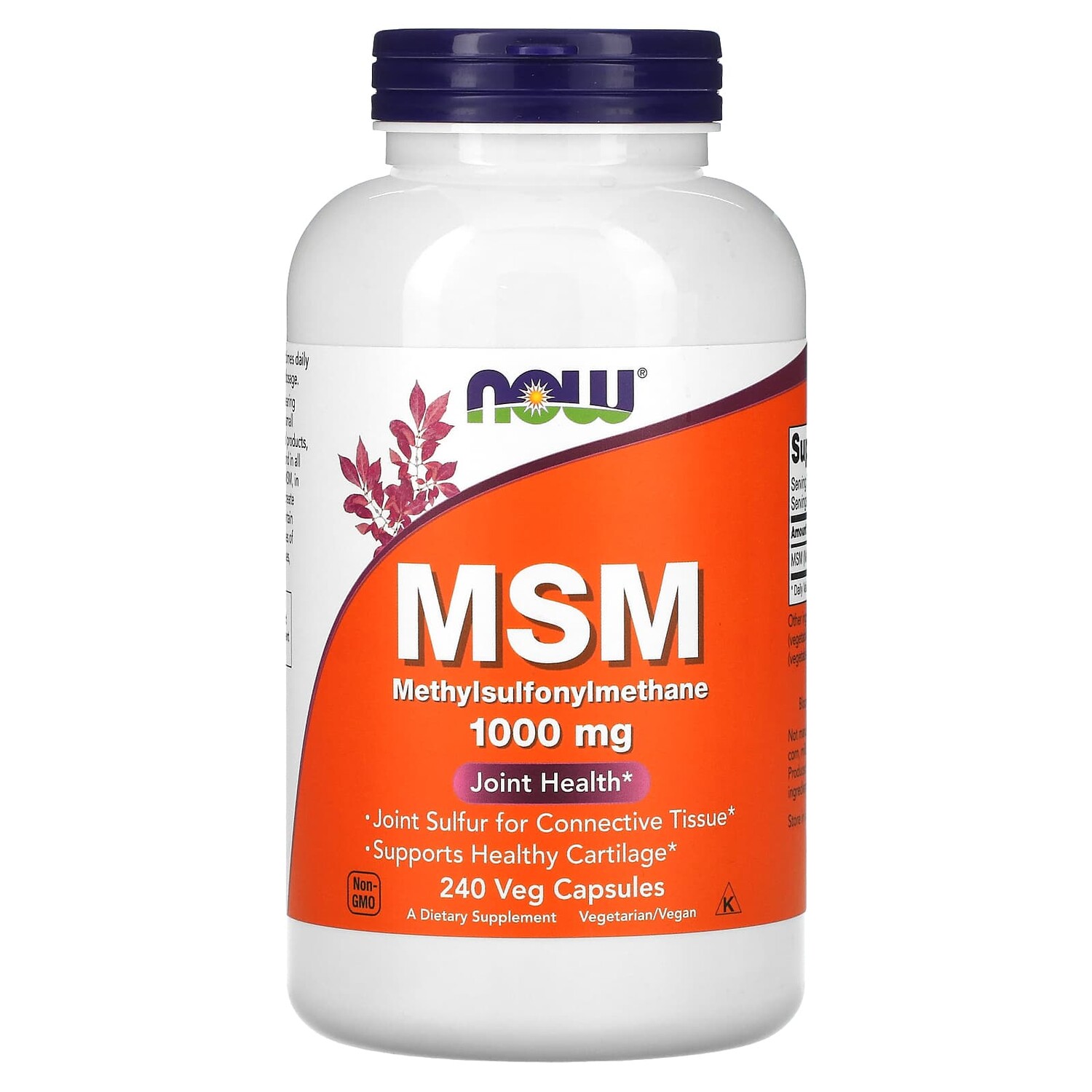 

МСМ, метилсульфонилметан, 1000 мг, 240 вегетарианских капсул, NOW Foods