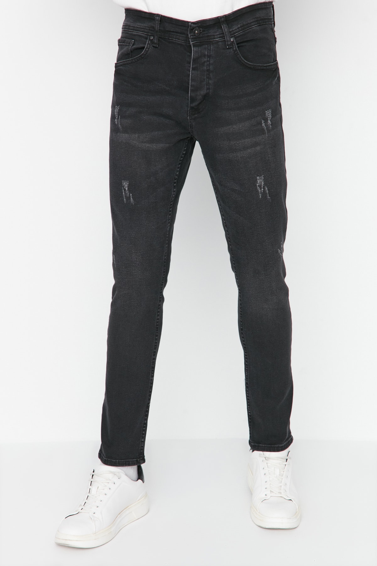 Джинсы Trendyol скинни с потертостями, черный джинсы amisu с потертостями 44 размер
