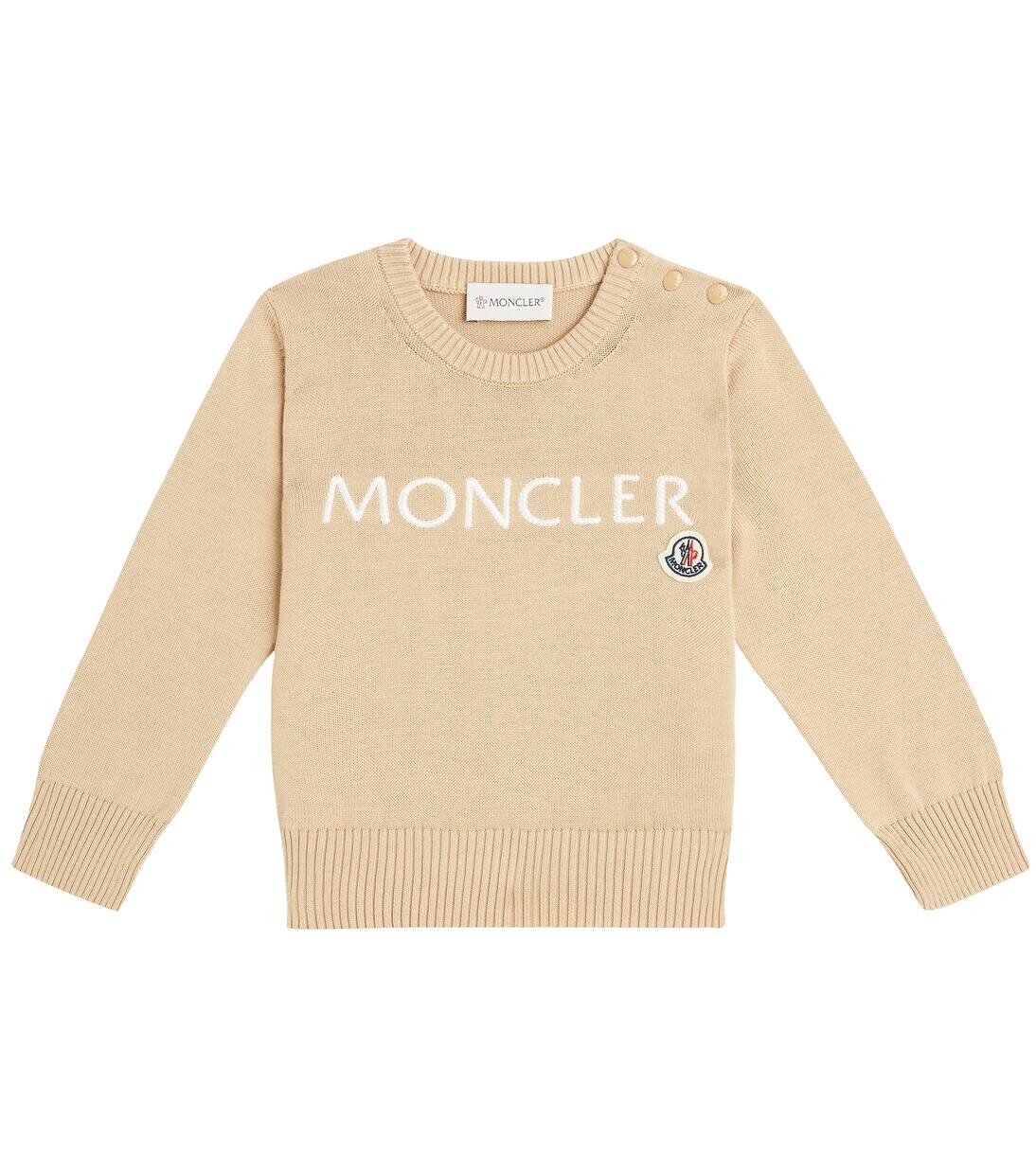

Детский хлопковый свитер Moncler Enfant, бежевый