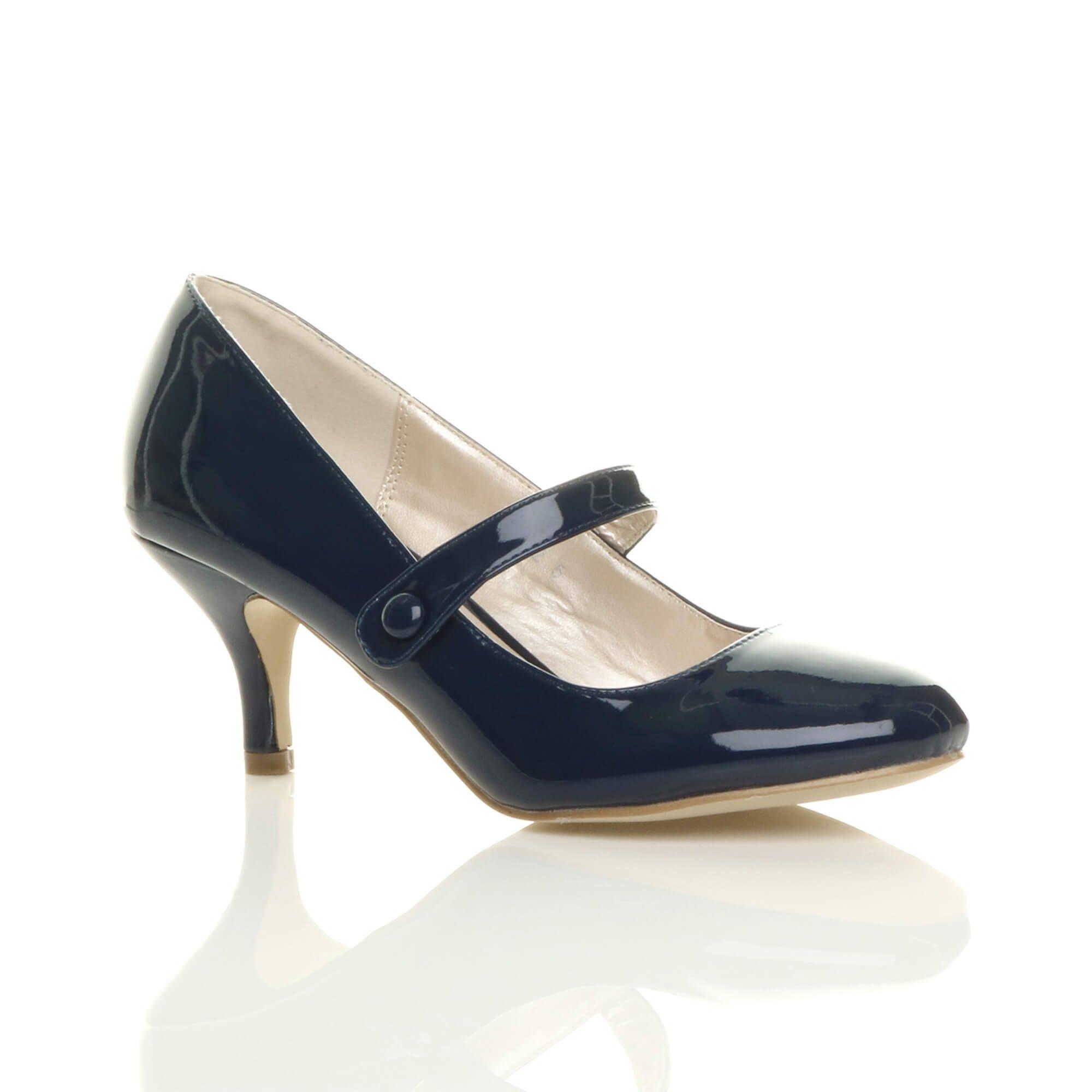 Лакированные туфли-лодочки Mary Jane на среднем каблуке AJVANI, темно-синий туфли лодочки женские на платформе классические свадебные туфли мэри джейн средний каблук черные белые 2021