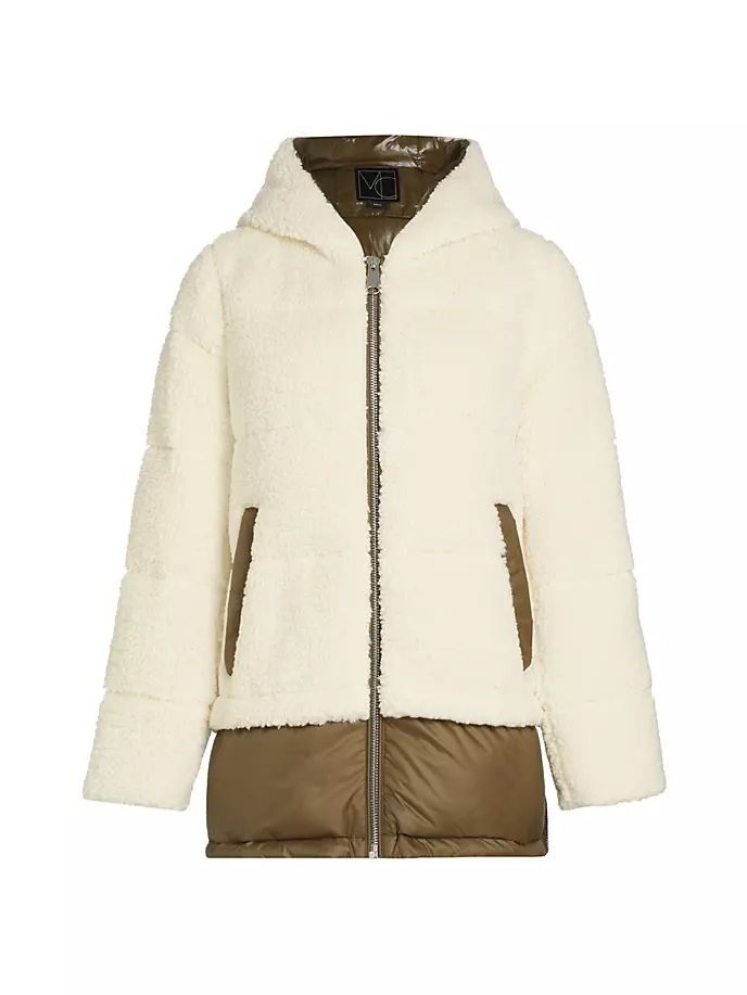 

Миланское пальто из шерпы и нейлона Mercer Collective, цвет olive green cream sherpa