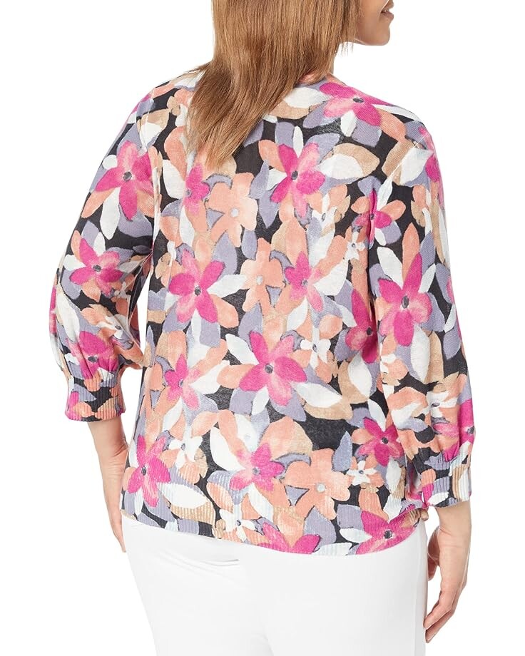 

Свитер NIC+ZOE Plus Size Glowing Petals Four-Way Cardigan, цвет Pink Multi