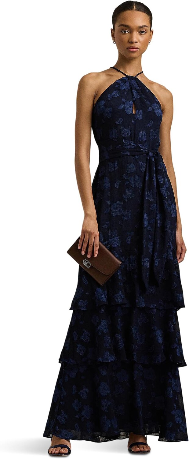 

Платье Lauren Ralph Lauren Floral Jacquard Halter Gown, цвет Refined Navy