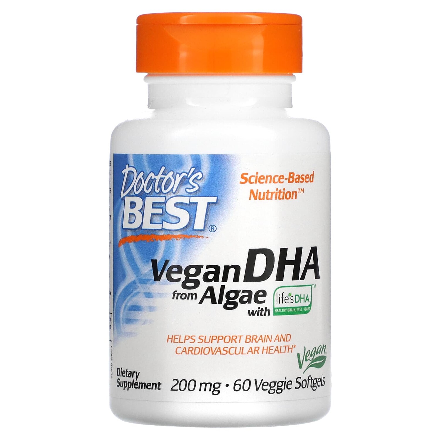 

Life's DHA, веганская ДГК из водорослей, 200 мг, 60 растительных капсул, Doctor's Best