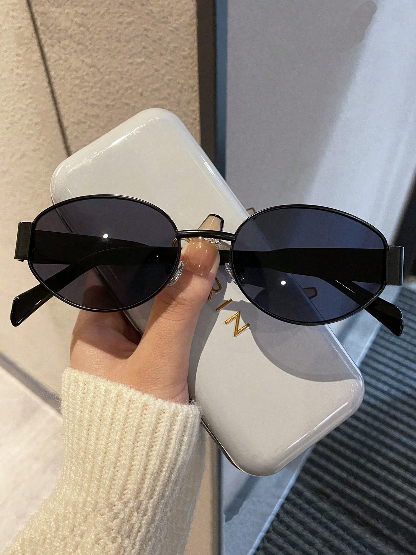 1шт женские винтажные маленькие овальные солнцезащитные очки в индивидуальной оправе