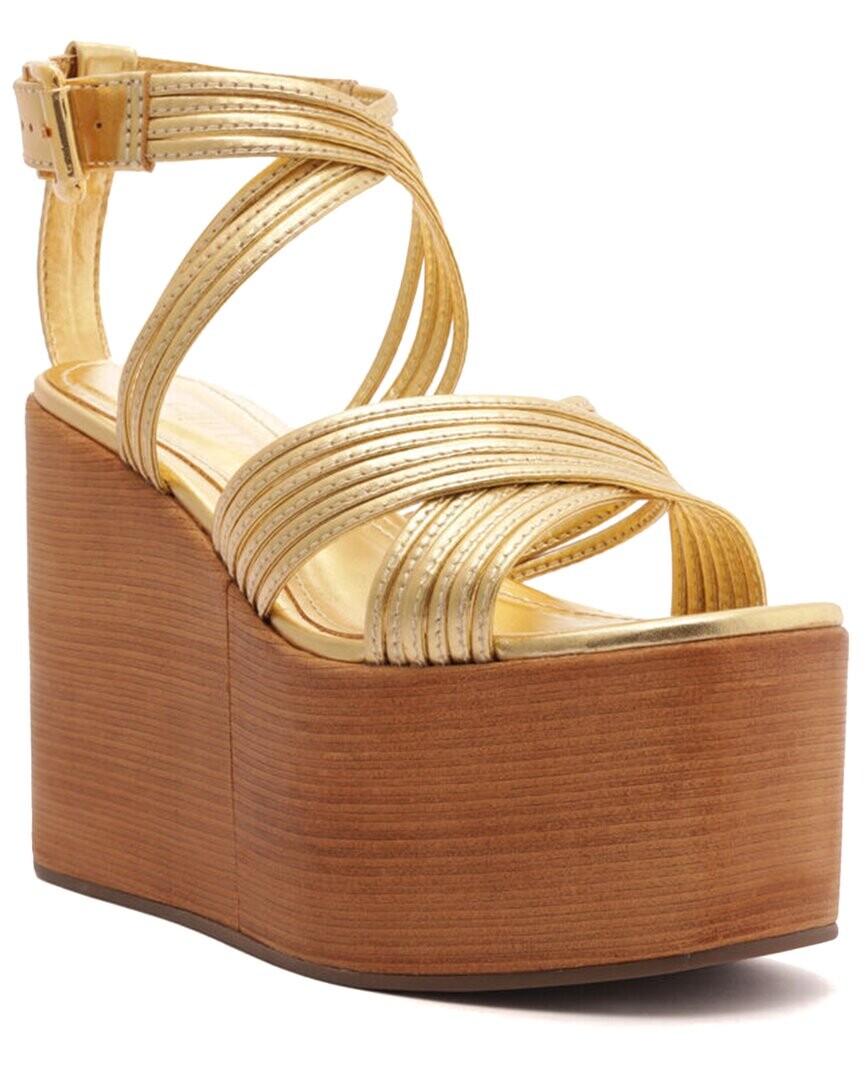 

Сандалии SCHUTZ Marcela Wedge из металлизированной кожи и ТПУ, желтый